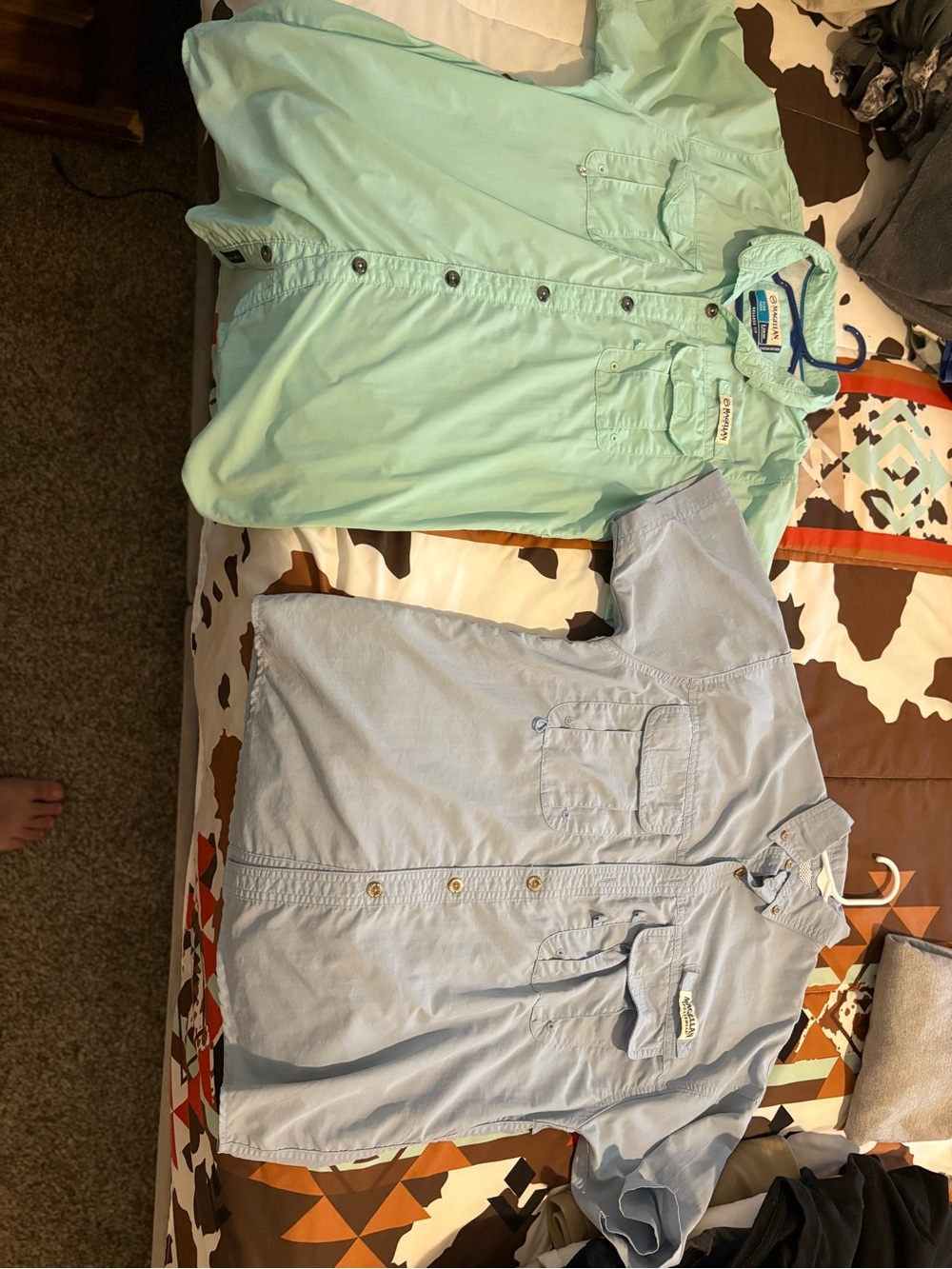 Magellan Outdoors Light Blue & Mint Short-Sleeve Button-Down Kids Shirts